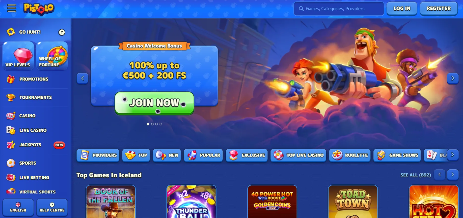 Pistolo Casino Screen